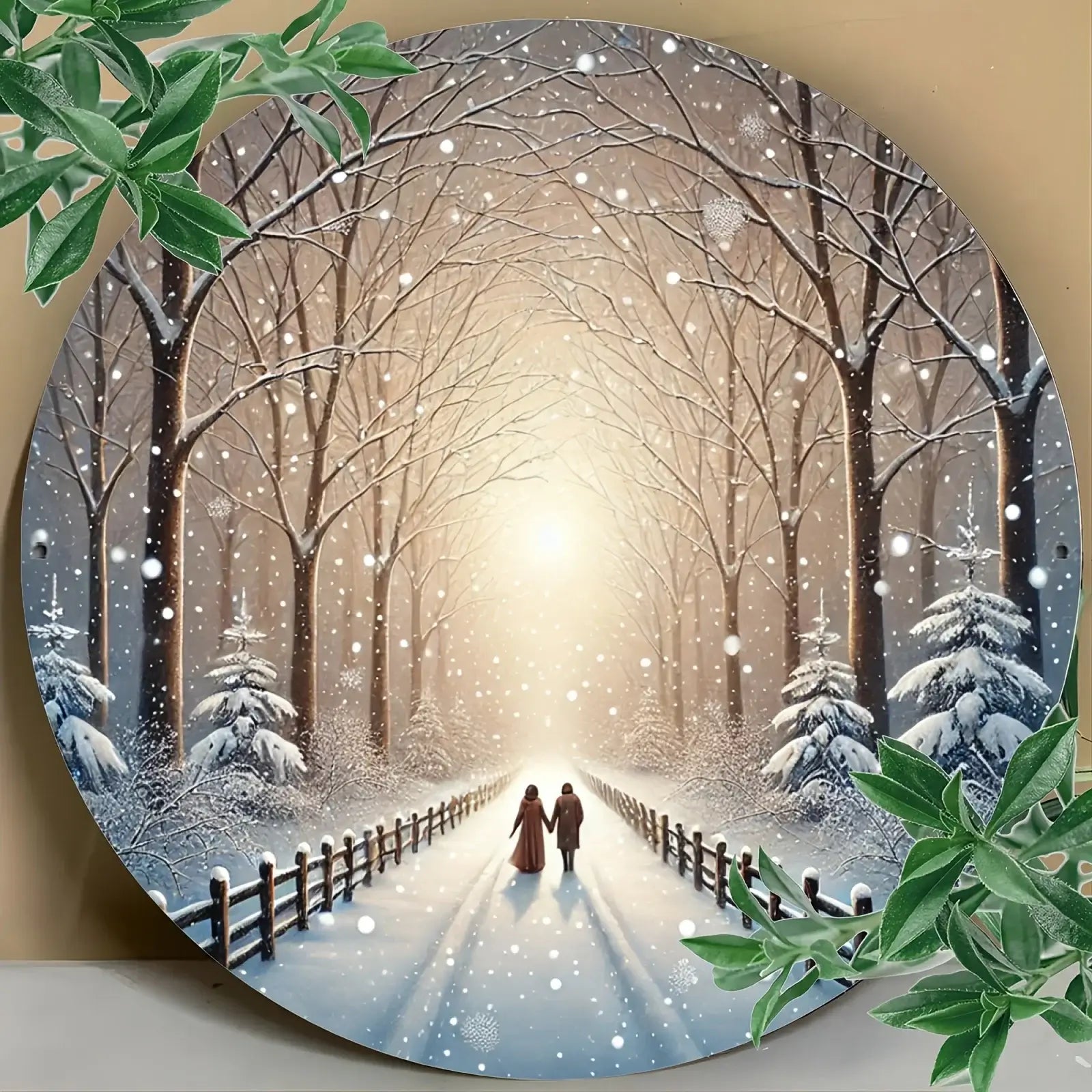 Winter Wonderland Round Metal Sign