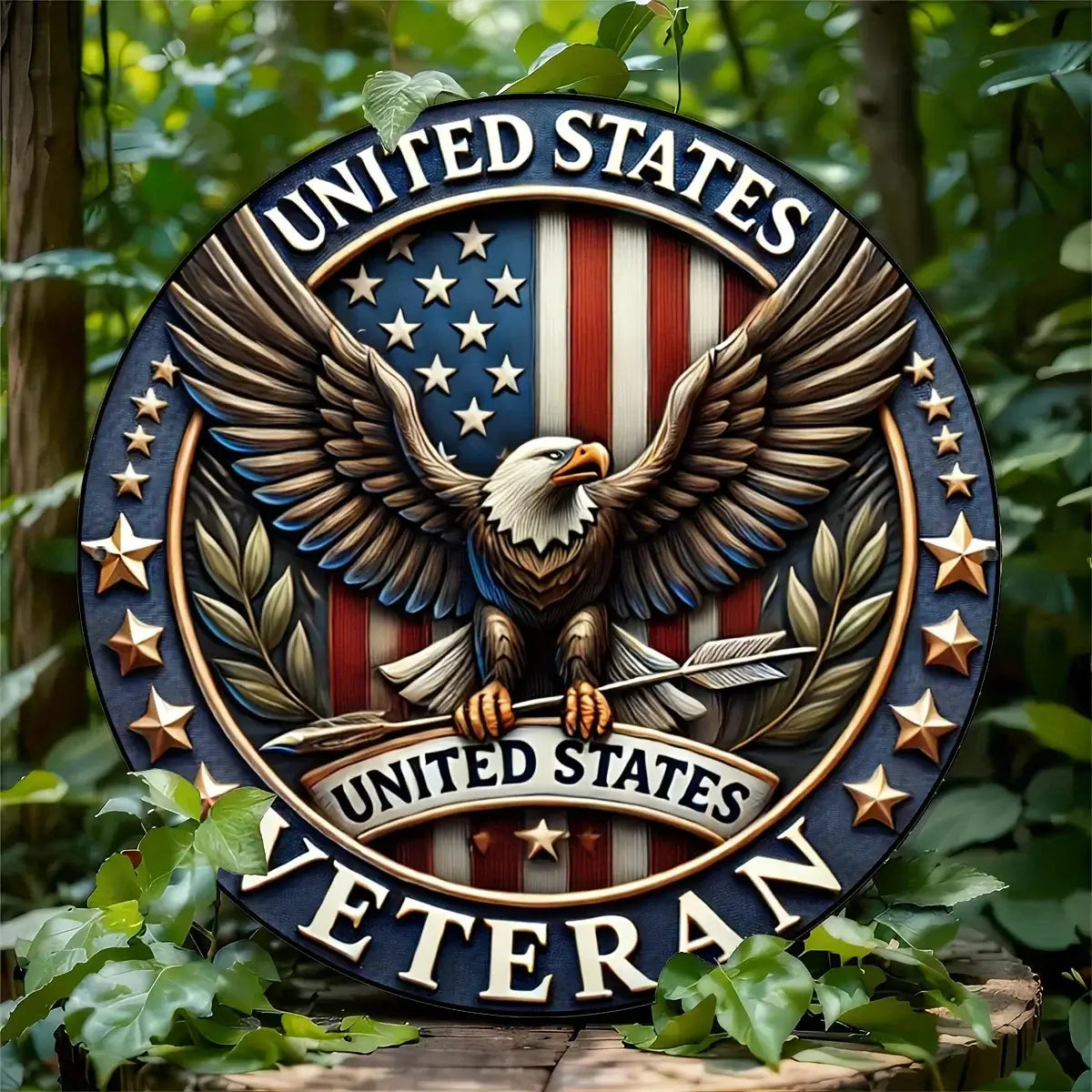 Vintage Aluminum Sign for American Veterans