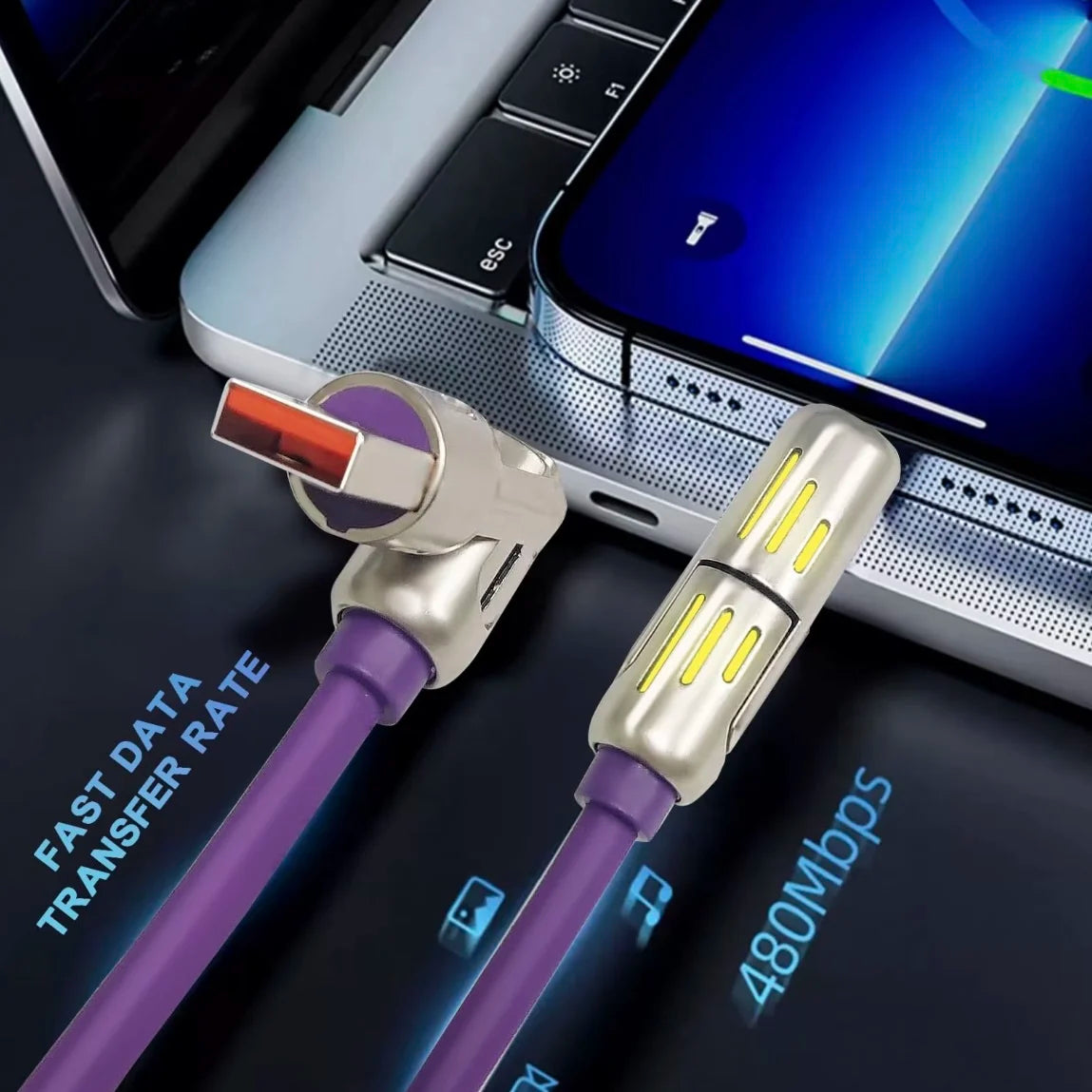 240W 4-in-1 USB Type C Silicone Fast Charging Cable