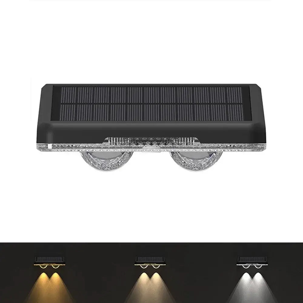 LED Solar Fence Lights Outdoor with warm, natural, and cool white light modes for tailored outdoor lighting in gardens and pathways.
