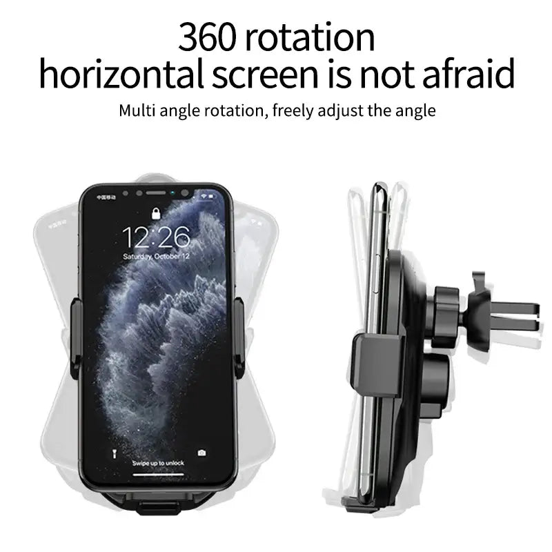 A7S Wireless Charger - Magnetic Dashboard with 360° rotation for horizontal screen viewing, adjustable multi-angle phone holder for cars.