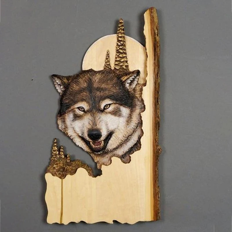 Flat Animal Handcraft Wall Hanging Sculpture Wooden
