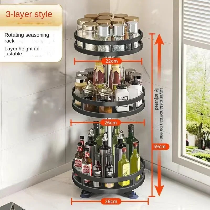 360°Rotation Spice Rack Organizer