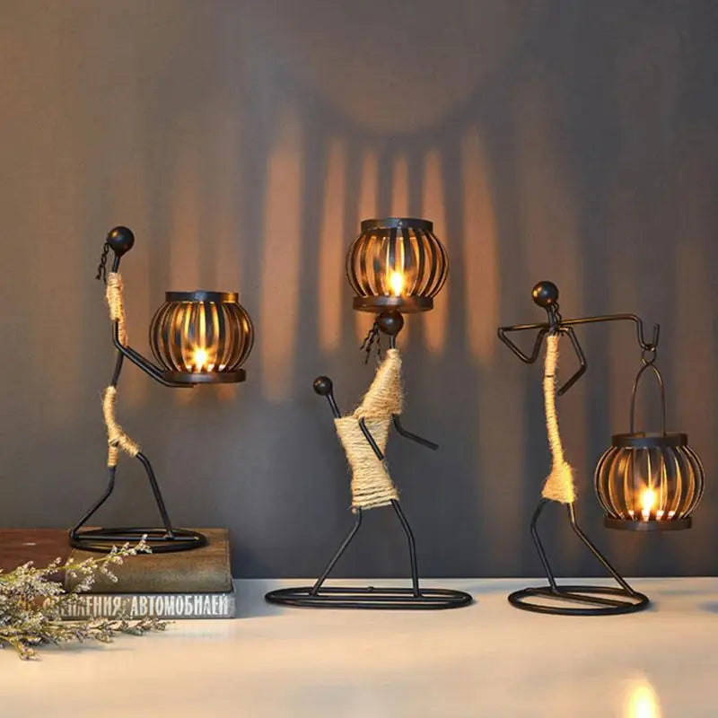 Creative African Iron Candle Holder