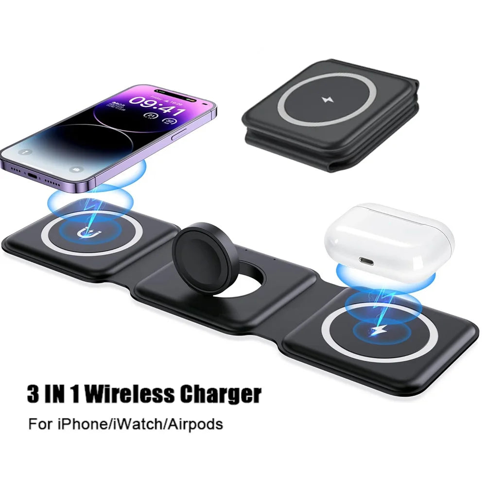 100W 3 in 1 foldable Wireless Charger Pad Stand