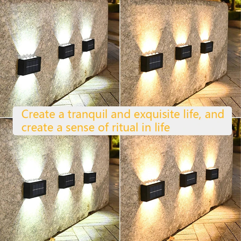 Solar LED Light, Outdoor Waterproof Wall Lamp, Dusk to Dawn Fence Lighting for Garden Courtyard Porch Walkway Camping Decor