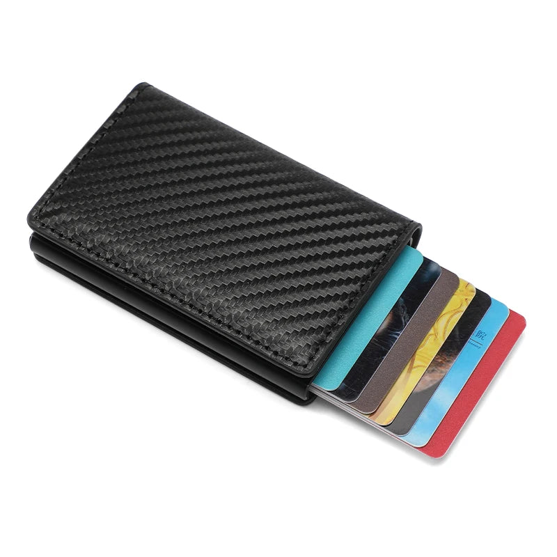 Carbon Fiber Credit Card Wallet Men RFID Smart