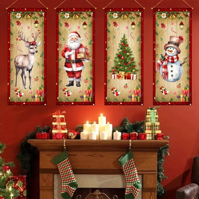 The Christmas hanging flag decor is a cheerful and eye-catching addition to your holiday decorations. Featuring vibrant Christmas-themed designs such as Santa, snowmen, or festive greetings.