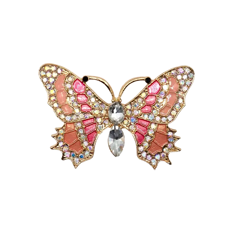 Pink and green rhinestone butterfly shoe charm from Insect Shoe Charms - Personalized Bling for Shoes.
