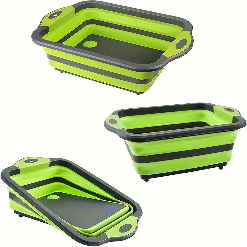 1pc Portable space saving basin with built-in sink and storage function