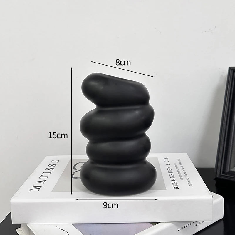 Modern Style Vase Room Decoration Plastic Flower Vase Wihte Black Flower Bottle Aesthetic Floral Arrangement Display Vase -