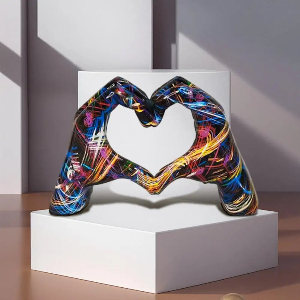 Heart Gesture Sculpture Resin Abstract Hand Love