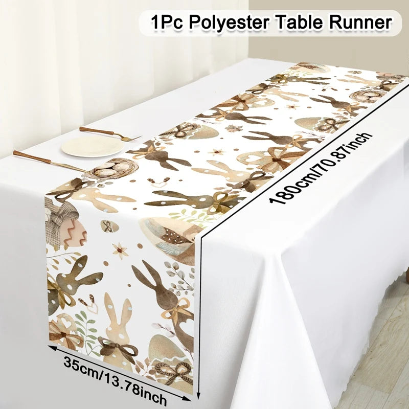 1Pc Easter Bunny and Floral Egg Table Runner