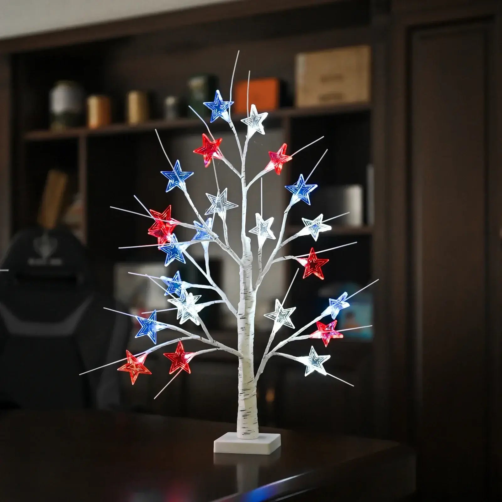 Red, White & Blue Star Tree Lights