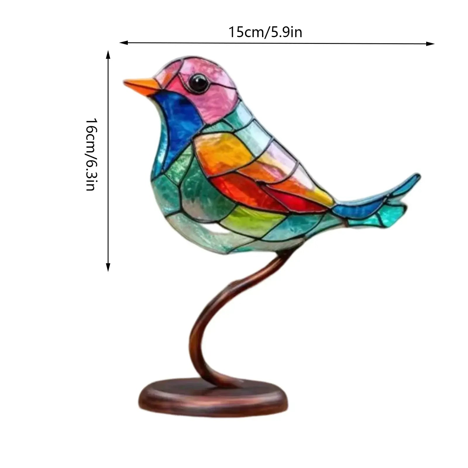 Acrylic Stained Birds Ornament