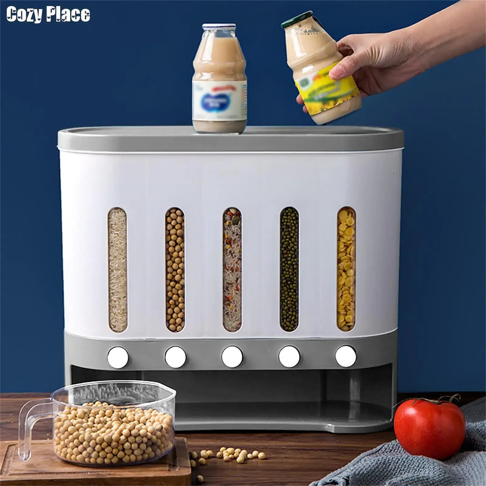 Wall Mounted 5-Grid Dry Food Dispenser