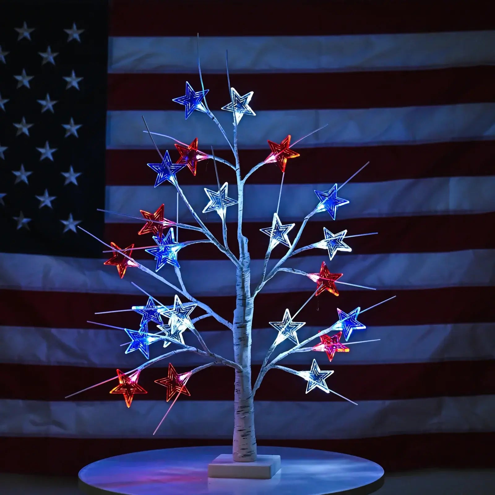 Red, White & Blue Star Tree Lights