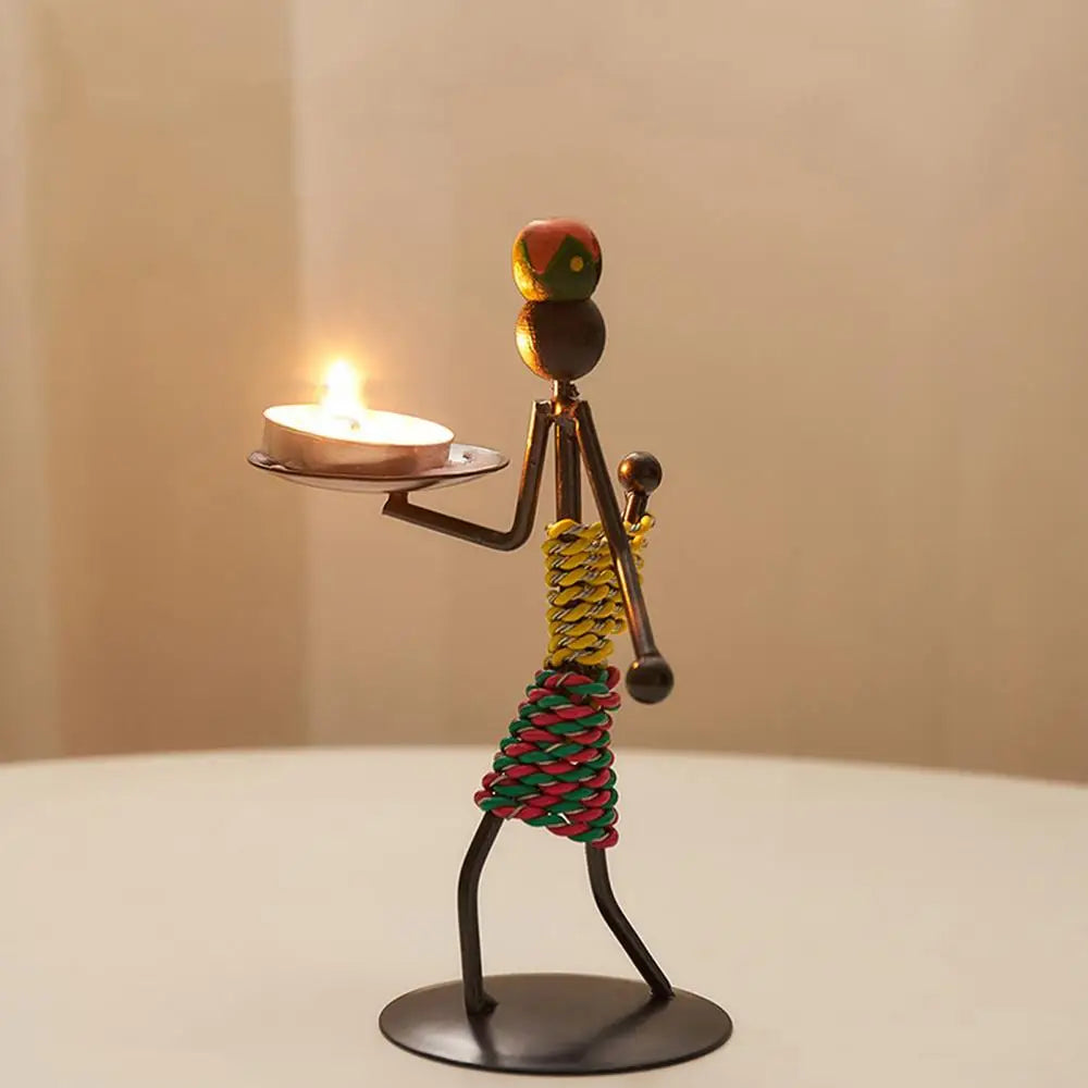 Creative African Iron Candle Holder