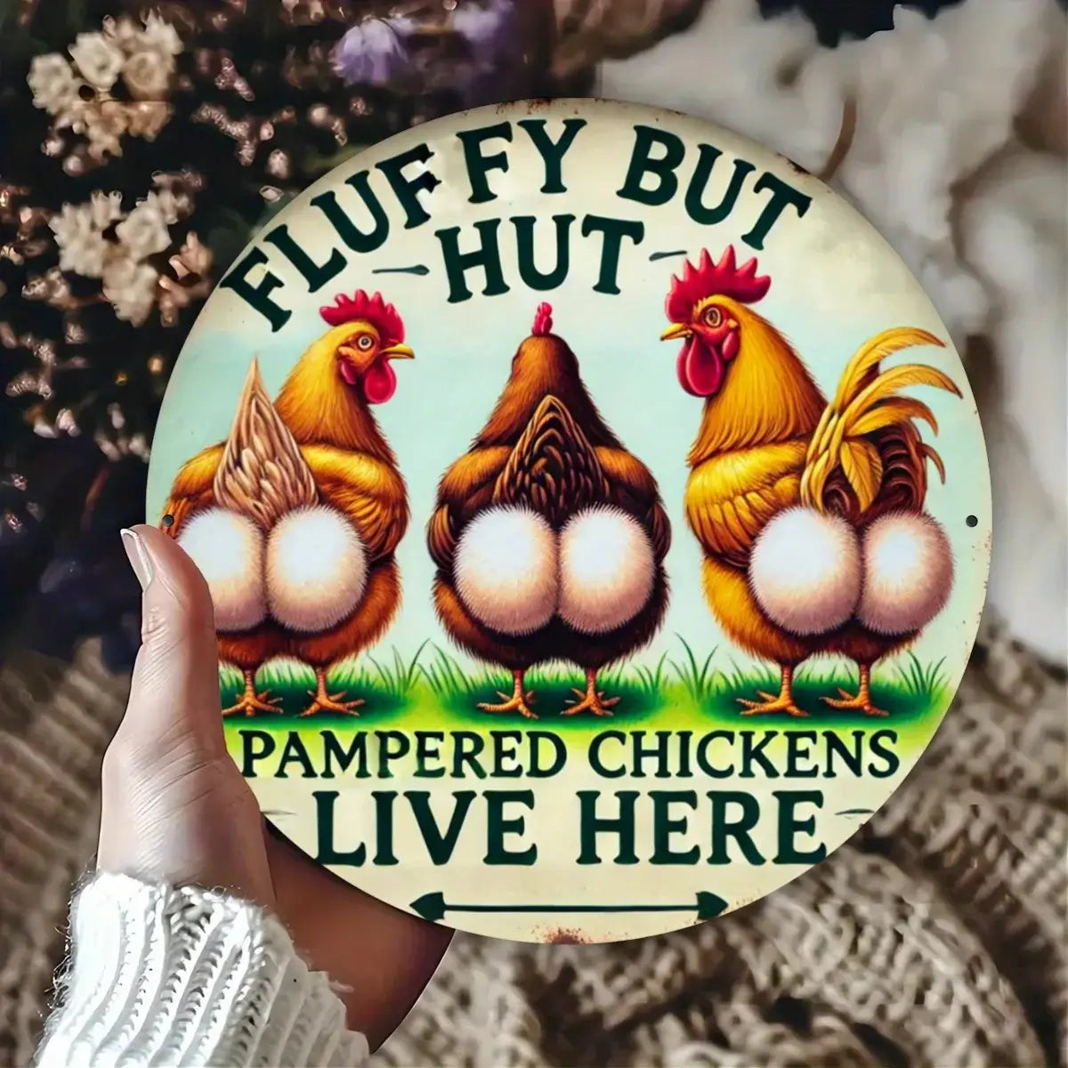 "Fluffy Butt Hut Metal Sign - 2D Printed