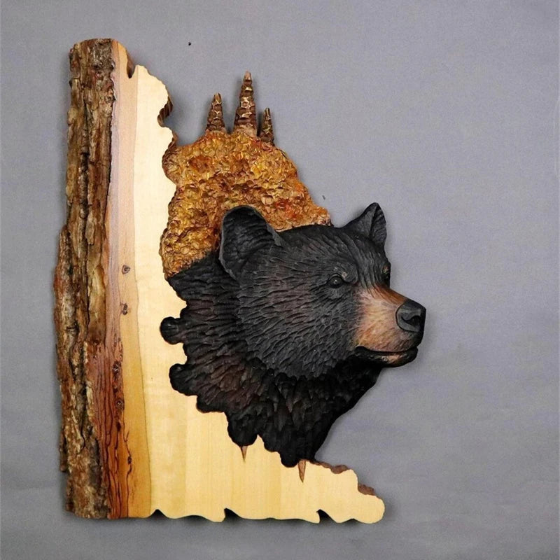 Flat Animal Handcraft Wall Hanging Sculpture Wooden
