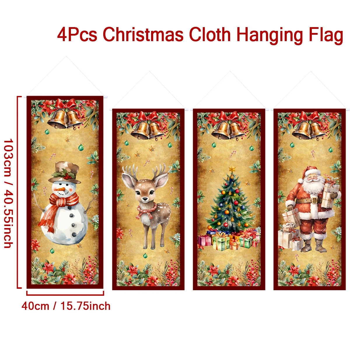 The Christmas hanging flag decor is a cheerful and eye-catching addition to your holiday decorations. Featuring vibrant Christmas-themed designs such as Santa, snowmen, or festive greetings.