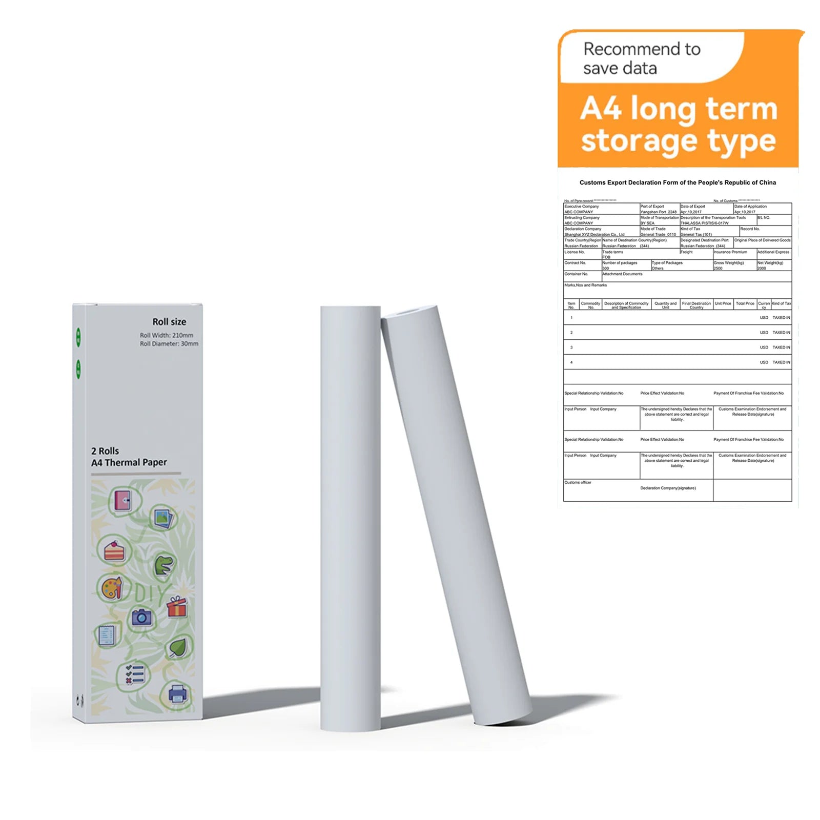 A4 Thermal Paper Thermal Printing Paper 210*30mm for A4 Wireless Bluetooth A40/X8 Printer Paper Roll