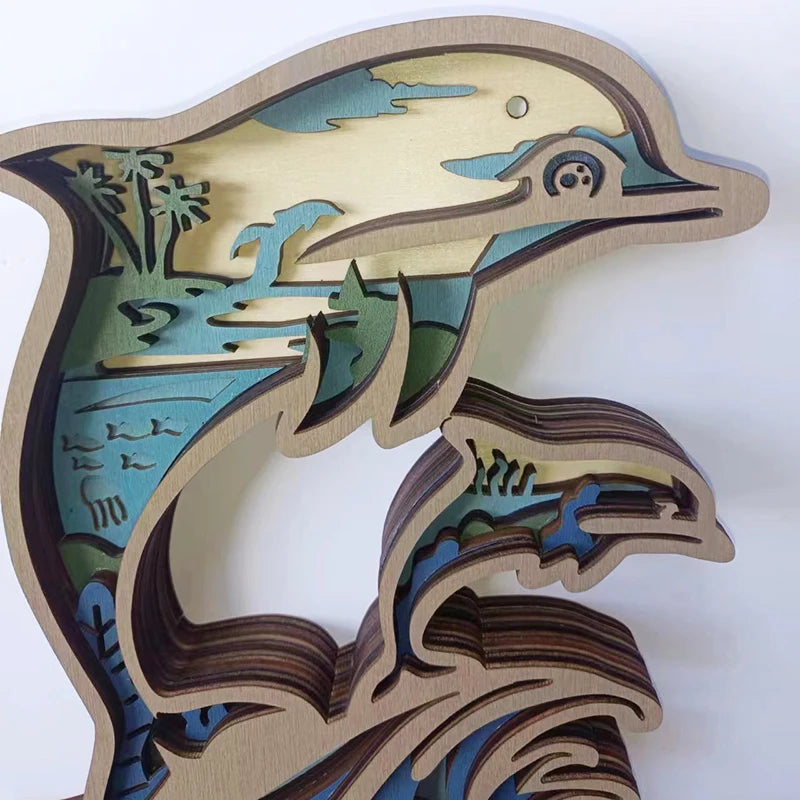 Dolphin wooden statue