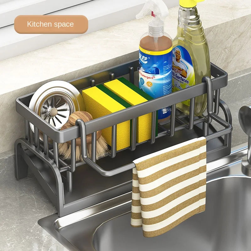 The Multi-Functional Sink Caddy Organizer, measuring 9.1" wide, is a practical solution to keep your kitchen tidy and organized. With its spacious compartments, it’s perfect for holding sponges, dish soap, scrubbers, and more.