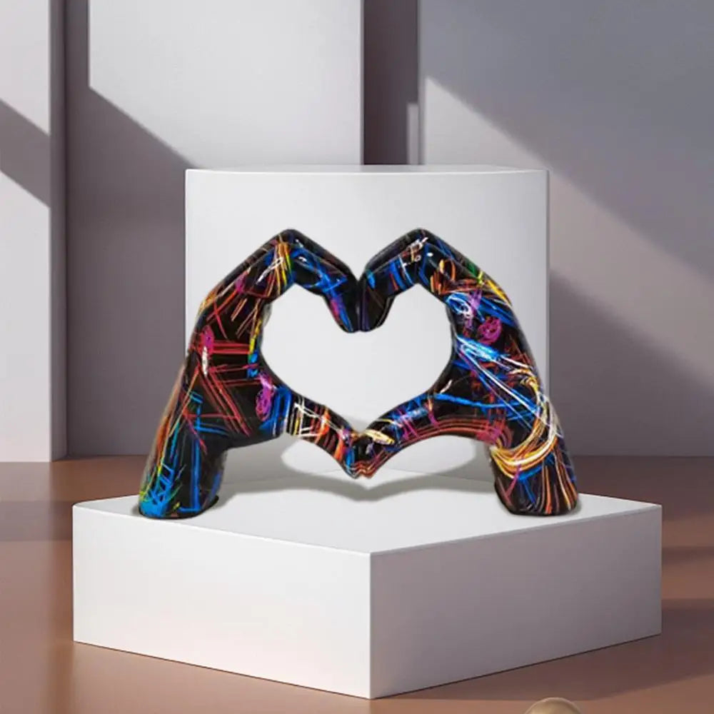 Heart Gesture Sculpture Resin Abstract Hand Love