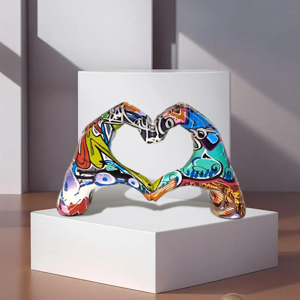 Heart Gesture Sculpture Resin Abstract Hand Love