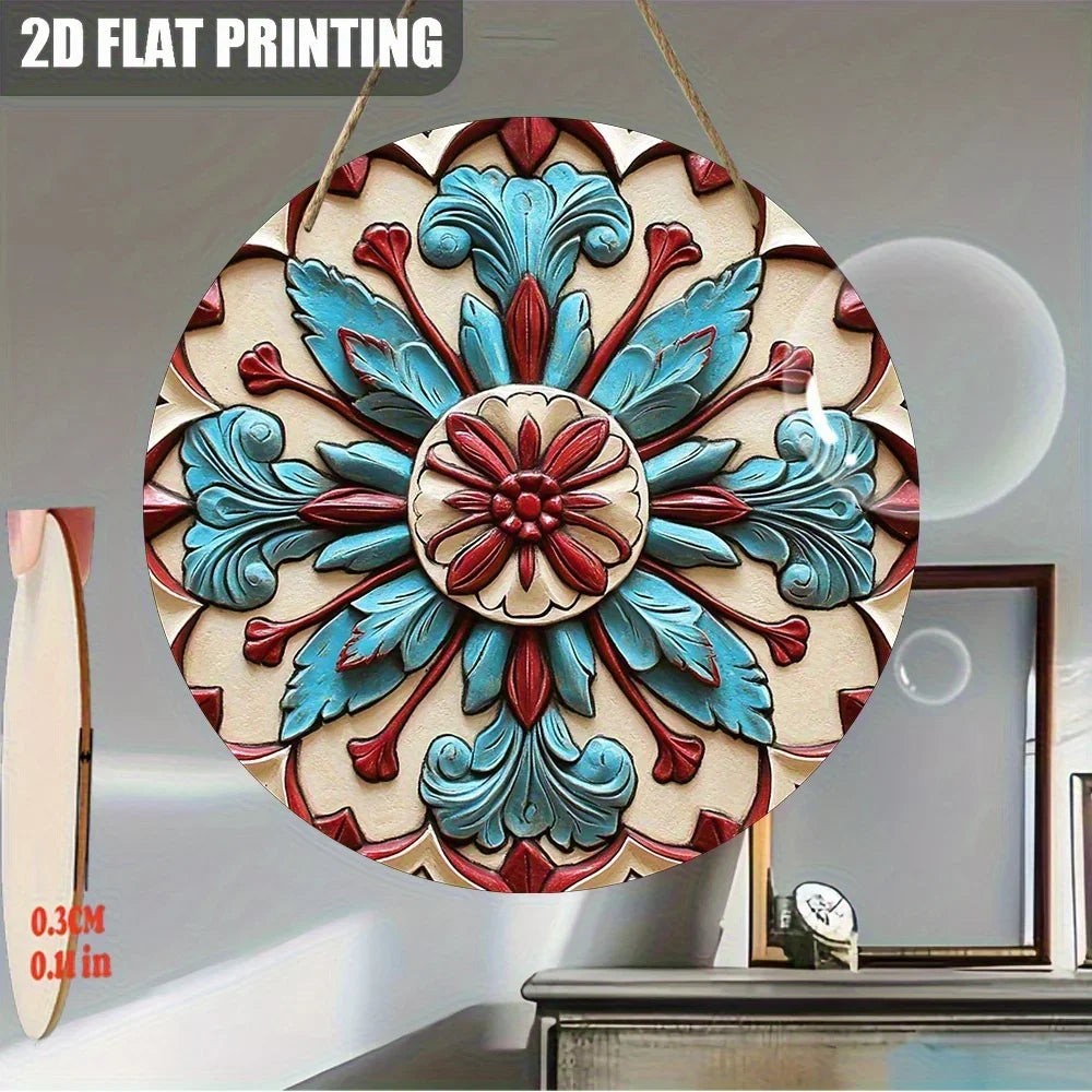 2D Flat, 1pc Round Wooden Decorative Wall Sign