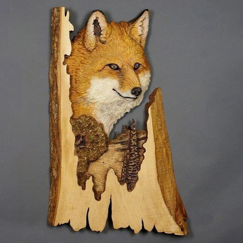 Flat Animal Handcraft Wall Hanging Sculpture Wooden