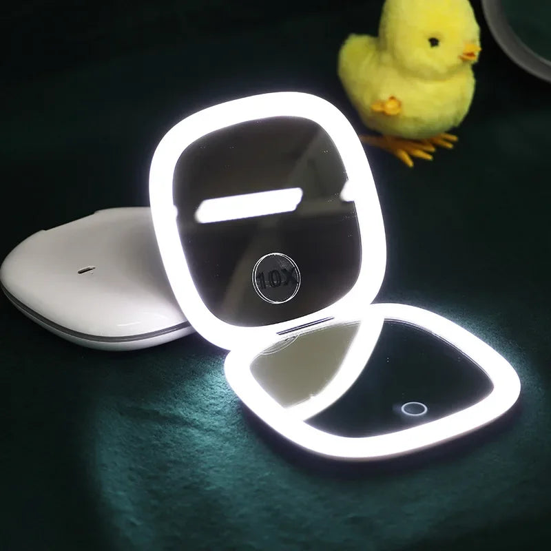 USB Rechargeable Folding Portable LED Makeup Mirror