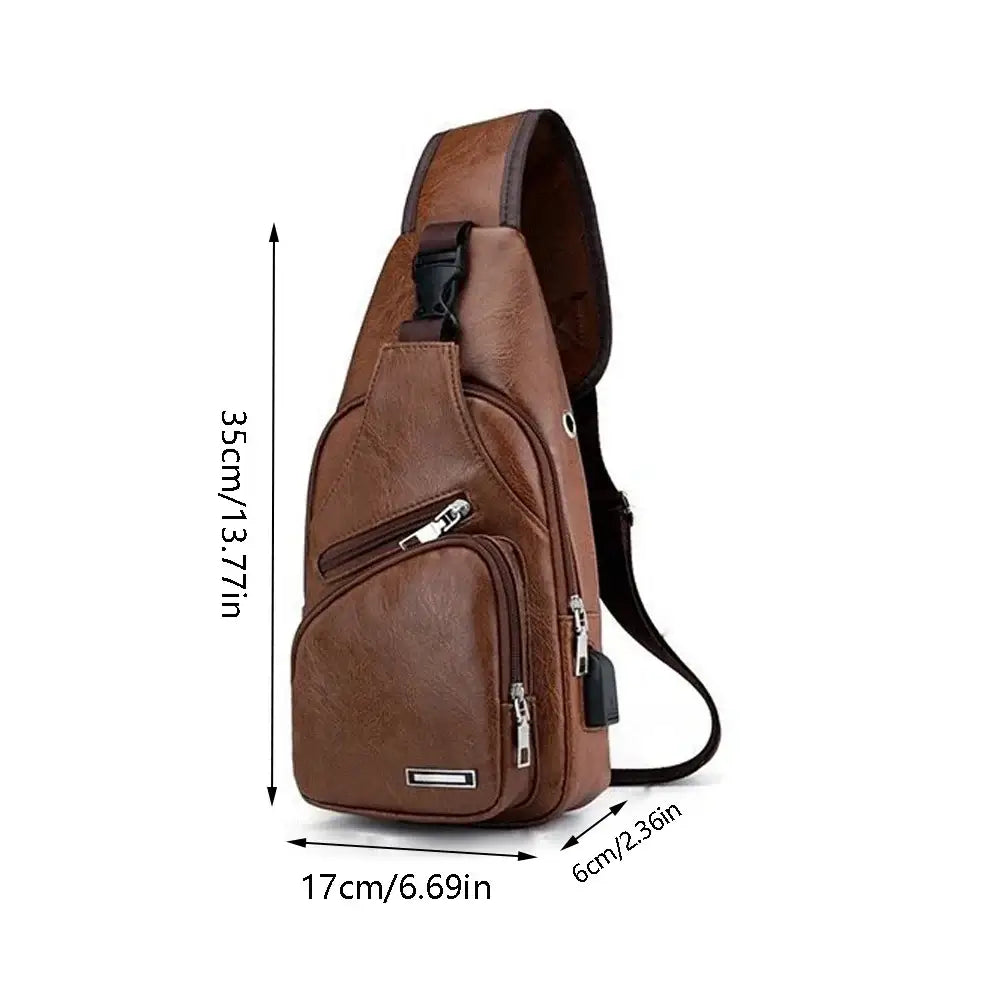 Travel Crossbody Bag - Multifunctional | Spacious and Versatile brown bag with size dimensions 35cm x 17cm x 6cm, perfect for daily essentials.