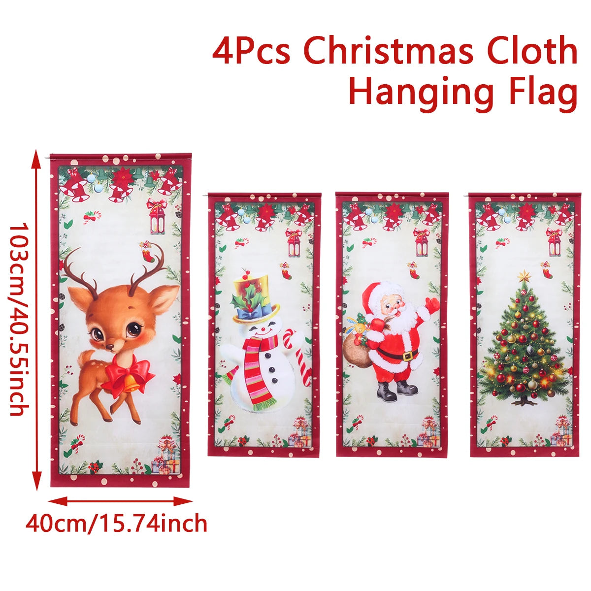 The Christmas hanging flag decor is a cheerful and eye-catching addition to your holiday decorations. Featuring vibrant Christmas-themed designs such as Santa, snowmen, or festive greetings.