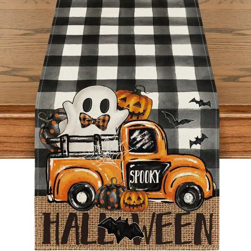 Halloween Printed Linen Table Runner