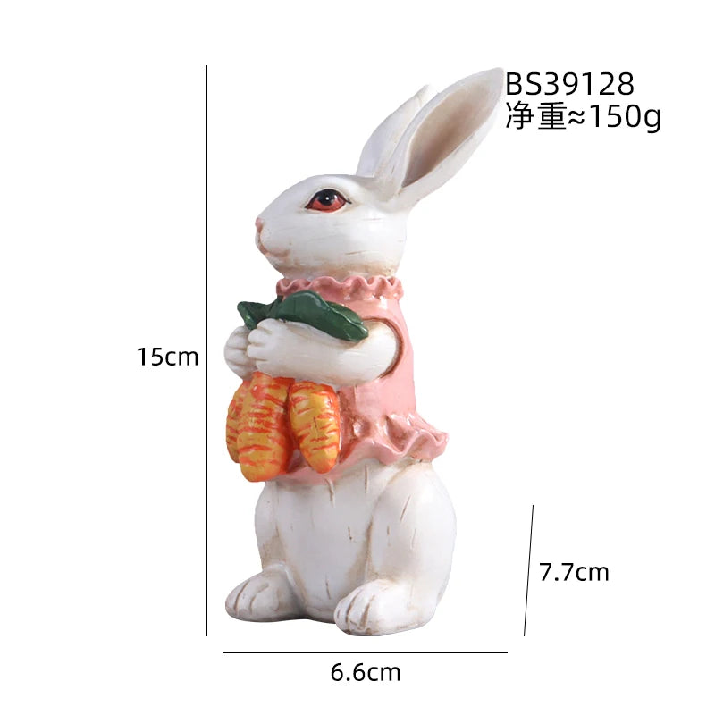 Easter Bunny Holding Egg Resin Sculpture Decorative Figurine