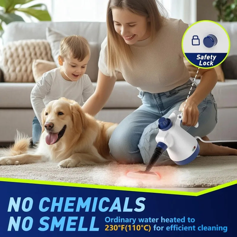 Pressurized Handheld Steam Cleaner for Home with 12pcs Accessories & Safety Lock