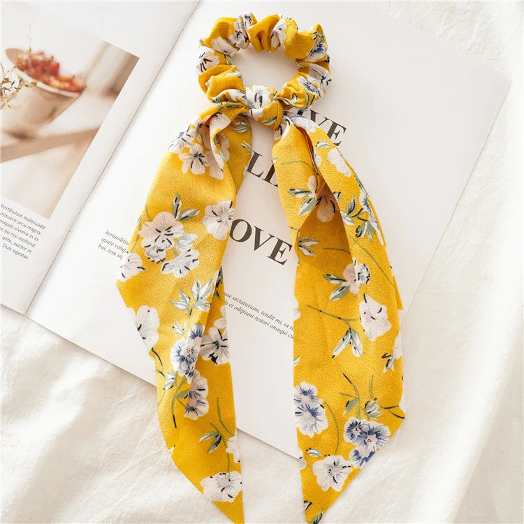 Fashion Bow Satin Long Ribbon Ponytail Scarf