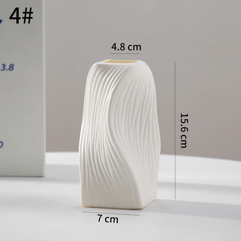 Modern Style Vase Room Decoration Plastic Flower Vase Wihte Black Flower Bottle Aesthetic Floral Arrangement Display Vase -