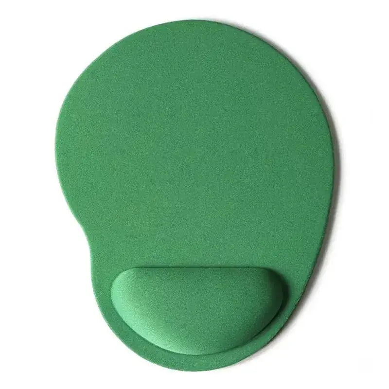 Green Ergonomic Wrist Rest Mouse Pad with soft wrist cushion and smooth surface, perfect for reducing wrist strain during computer use.