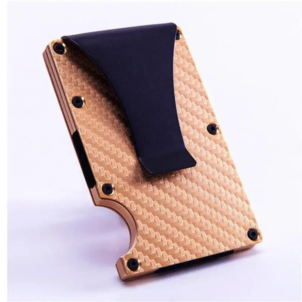 Men's Carbon Fiber Slim Metal Wallet RFID Blocking Minimalist Design with Silk Lining and Interior Slot Pocket
