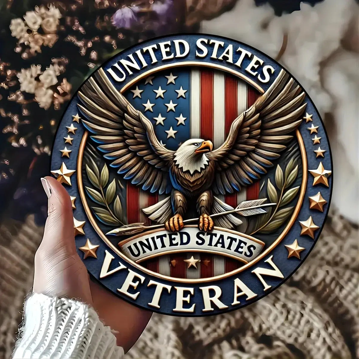 Vintage Aluminum Sign for American Veterans