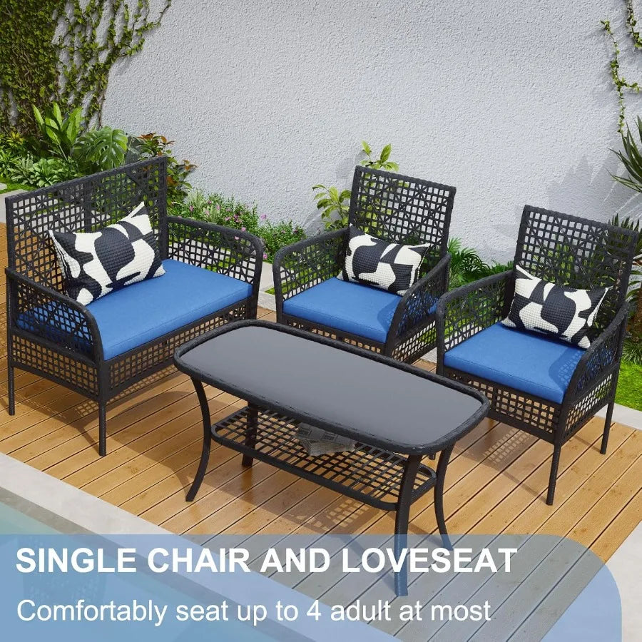 4 Pieces Outdoor Patio Furniture Set