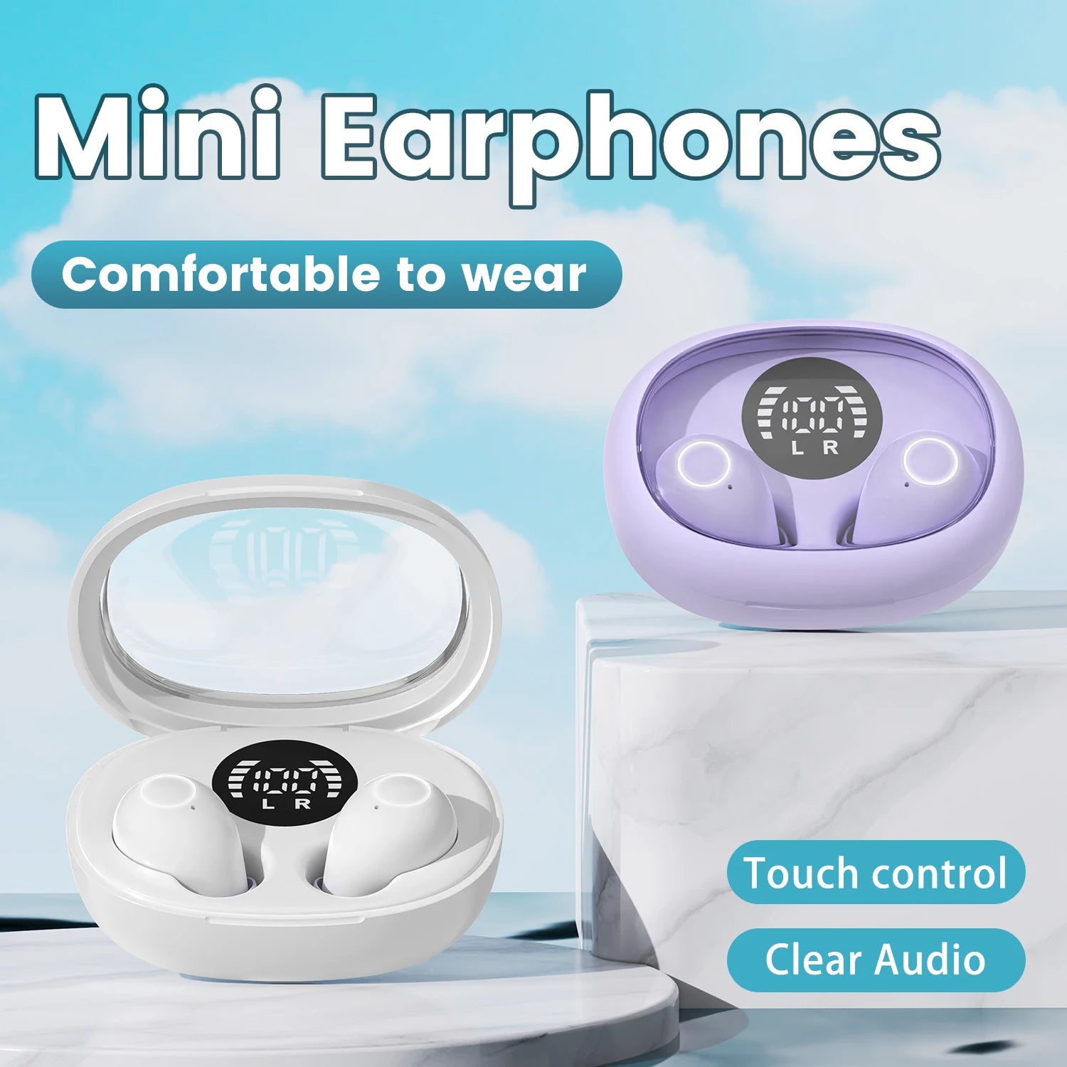 Invisible Sleep Wireless Bluetooth Earphone Headset with Mic