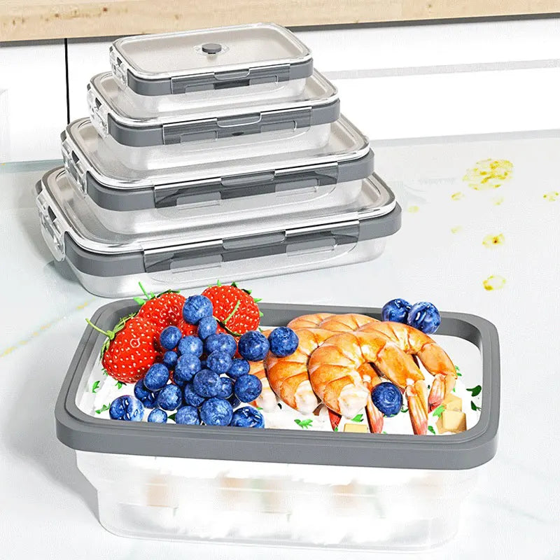 Silicone Collapsible Food Storage Containers – Set of 4, BPA-Free