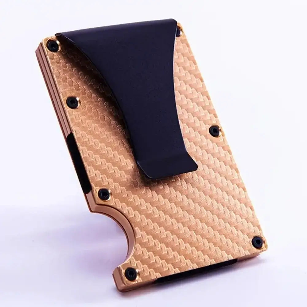 Men's Carbon Fiber Slim Metal Wallet RFID Blocking Minimalist Design with Silk Lining and Interior Slot Pocket