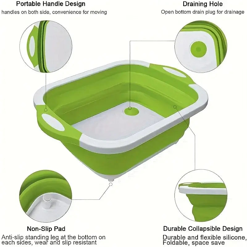 1pc Portable space saving basin with built-in sink and storage function