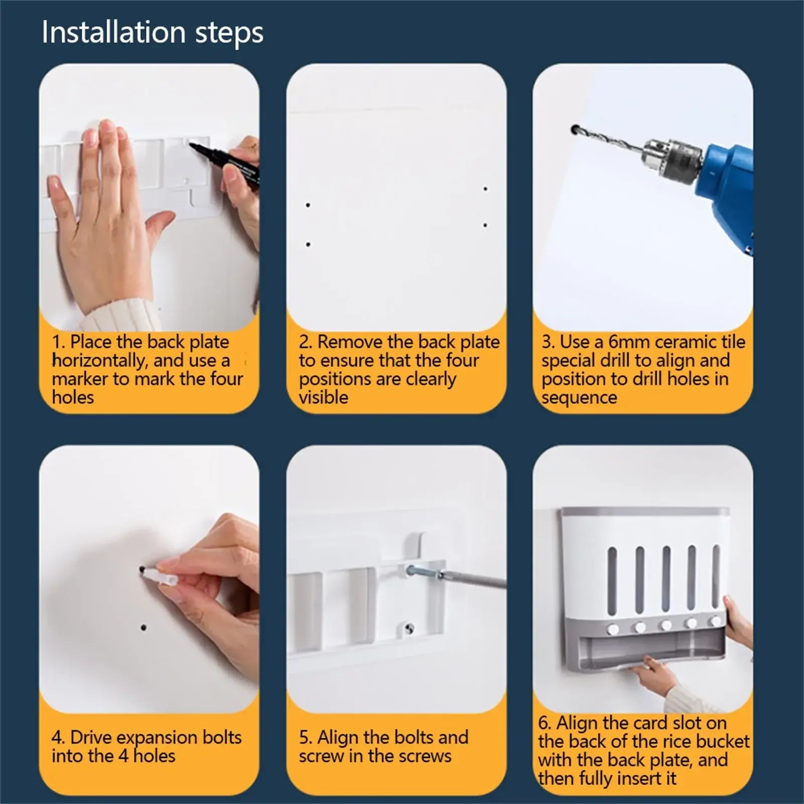 Wall Mounted 5-Grid Dry Food Dispenser