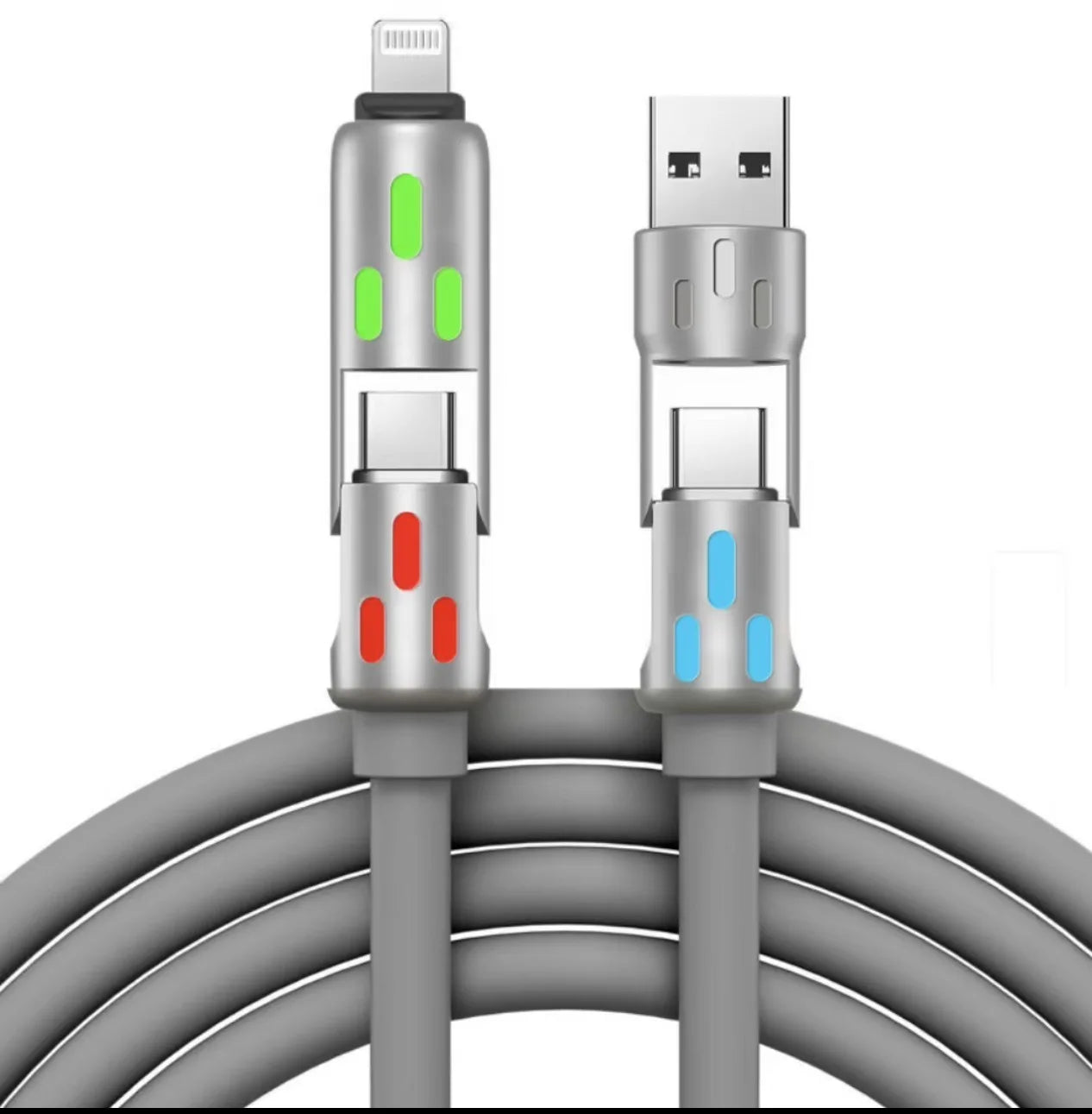 240W 4-in-1 USB Type C Silicone Fast Charging Cable